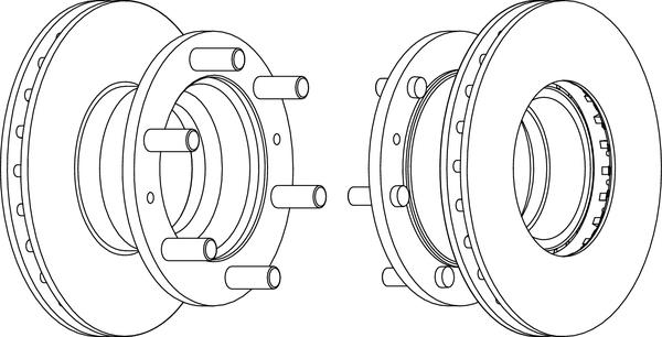 Артикул: FCR233A, Диск тормозной со шпильками (L=65мм) Iveco EuroCargo 60/65/75/95E...